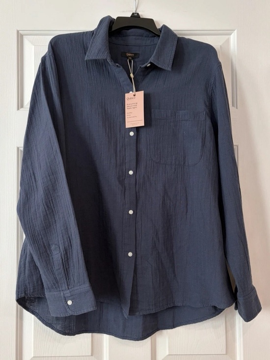Quince Tops - Quince Men's Dark Navy Long-Sleeve Button-Down Shirt